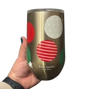 Kate Spade New York Christmas Ornament Stainless Steel Wine Tumbler EUC